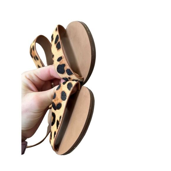 J CREW Sz 8 Leopard Calf Hair Leather Sandals Summer Beach Pool Slide Flats Tan - Picture 6 of 11